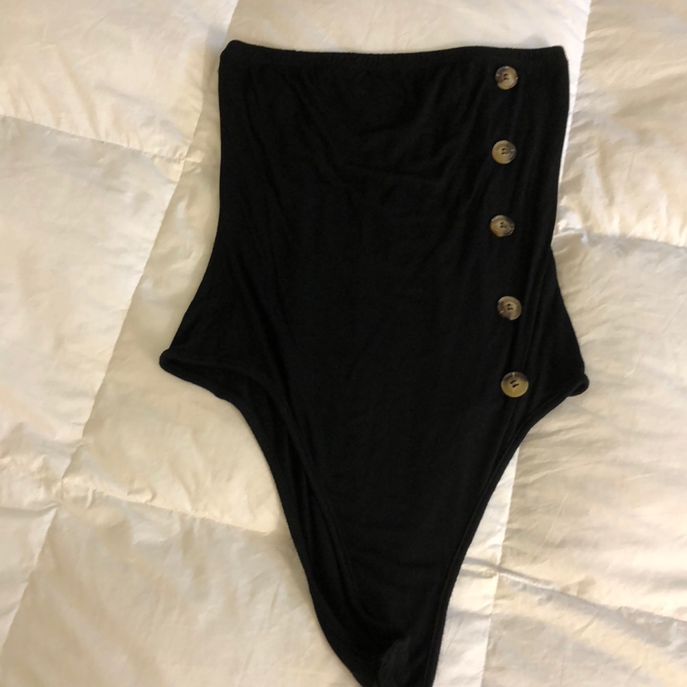 Black strapless body suit